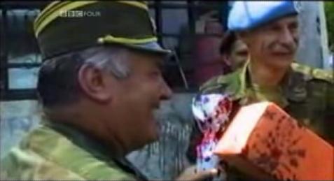 Dutch commander handing Srebrenica to Serbs